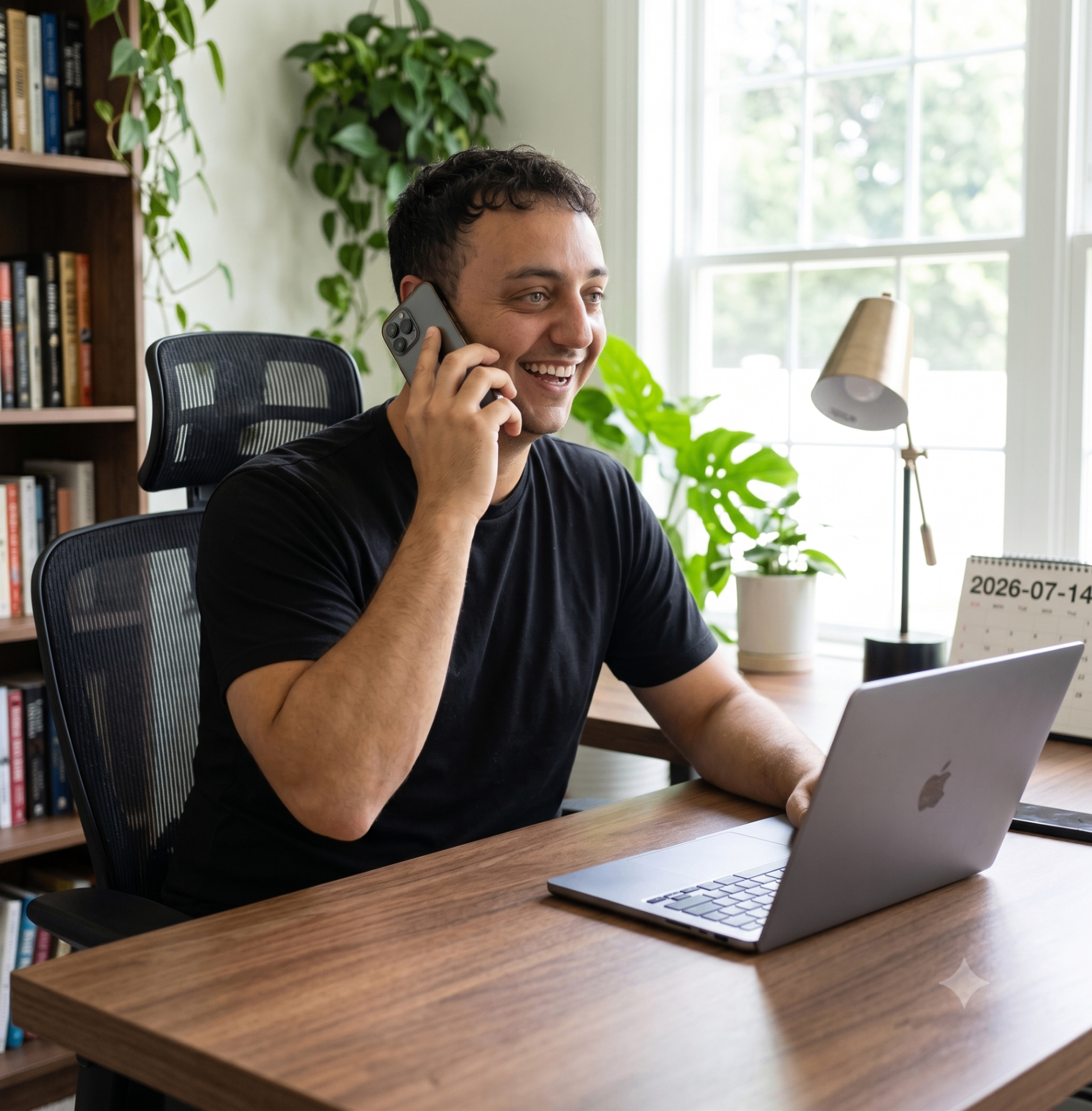 Brendan Ward working at his desk